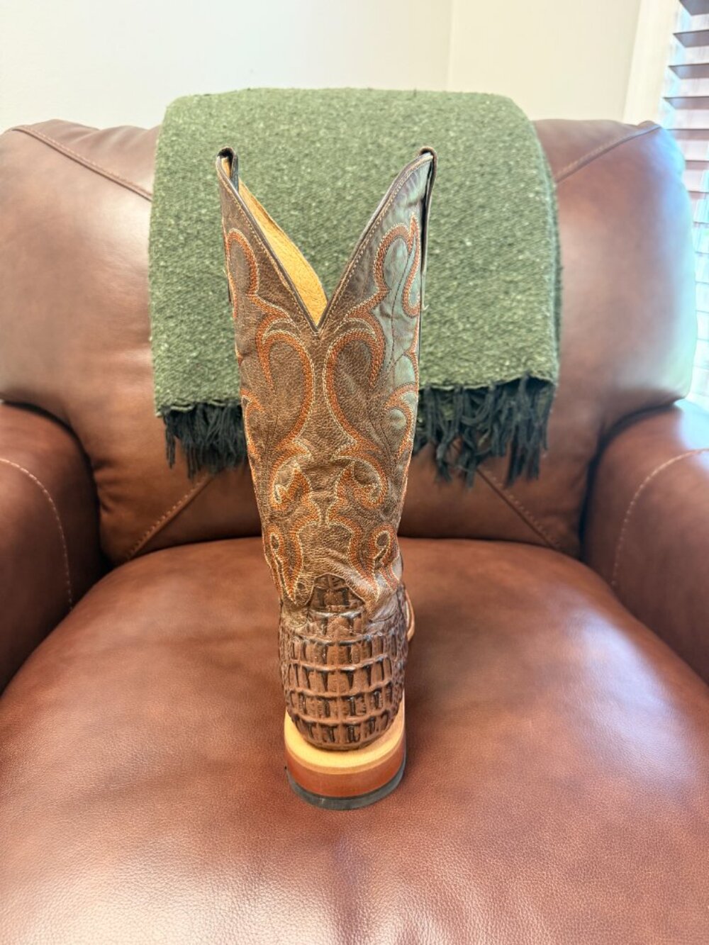 Horse Power Nile Crocodile Print Cowboy Boots Men's 9D - Made in Leon Mexico - Picture 9 of 16